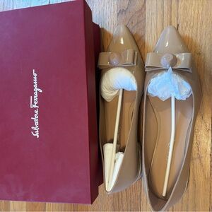 Salvatore Ferragamo Women’s Pointed-toe Varina flats in patent leather
